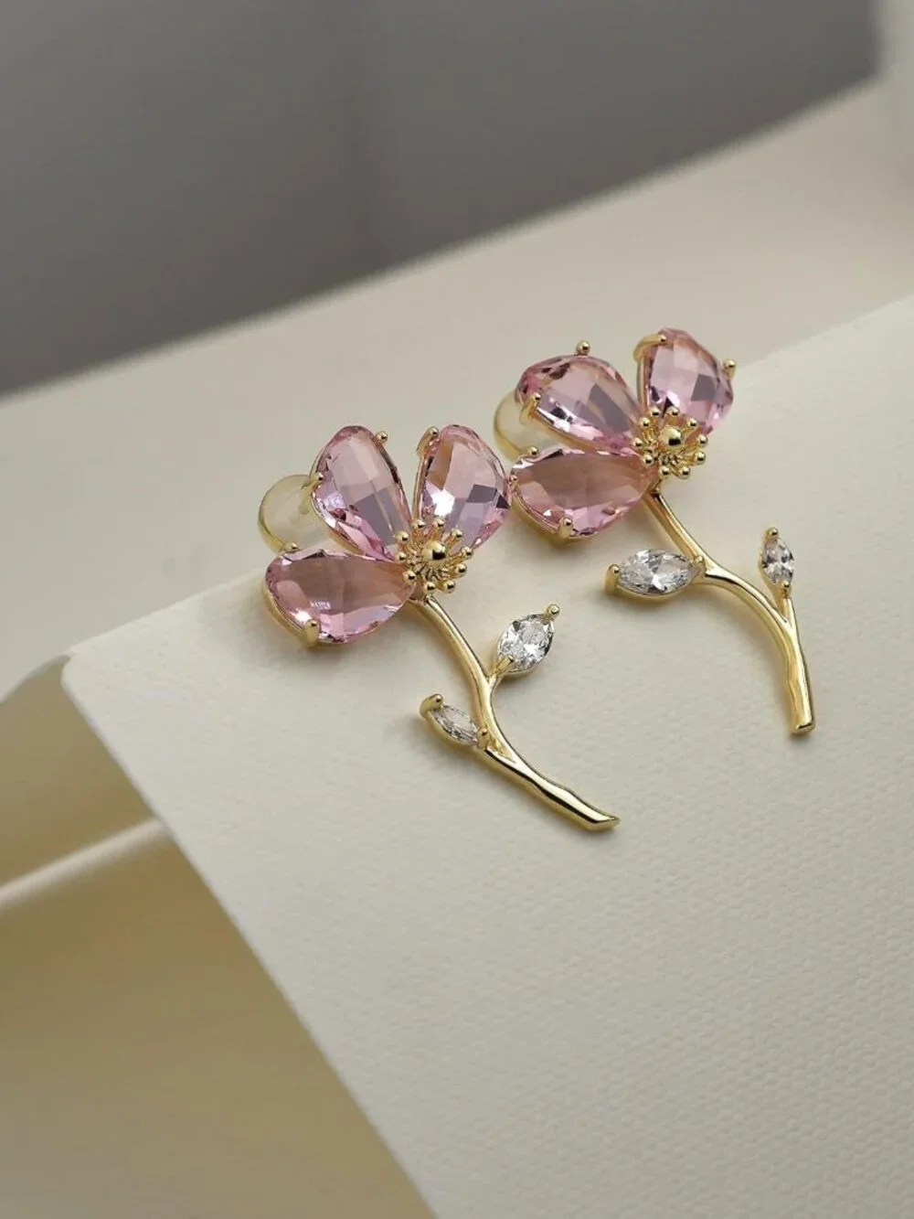 Stunning Crystal Flower Statement Drop Dangle Earrings for Women - Elegant